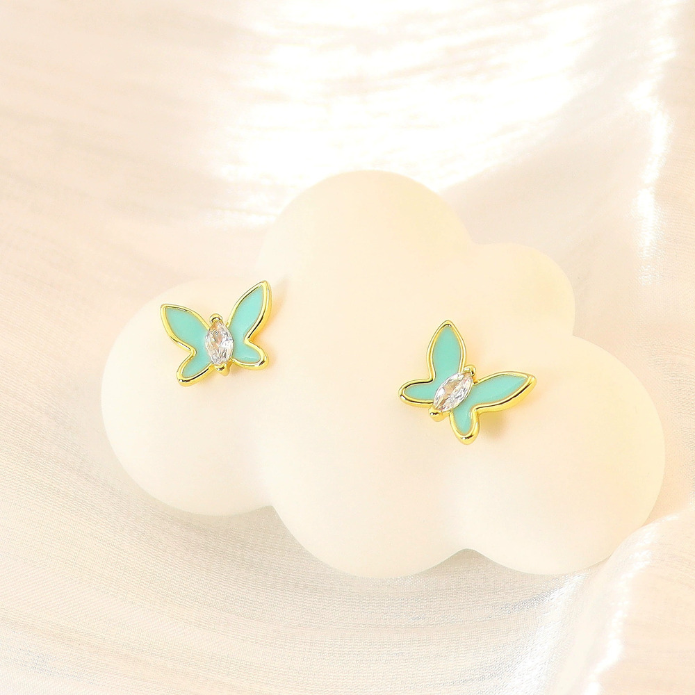 Kate SPADE Enamel Butterfly Spring Novel Stud Earrings Rhinestone